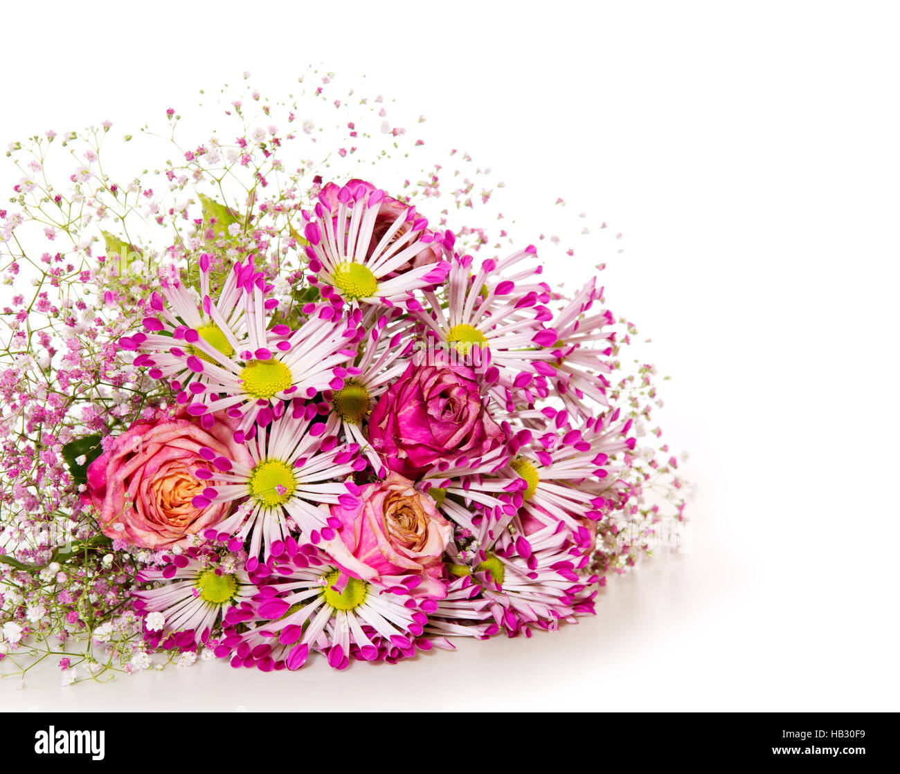 Bouquet de fleurs roses isolated on white. Banque D'Images