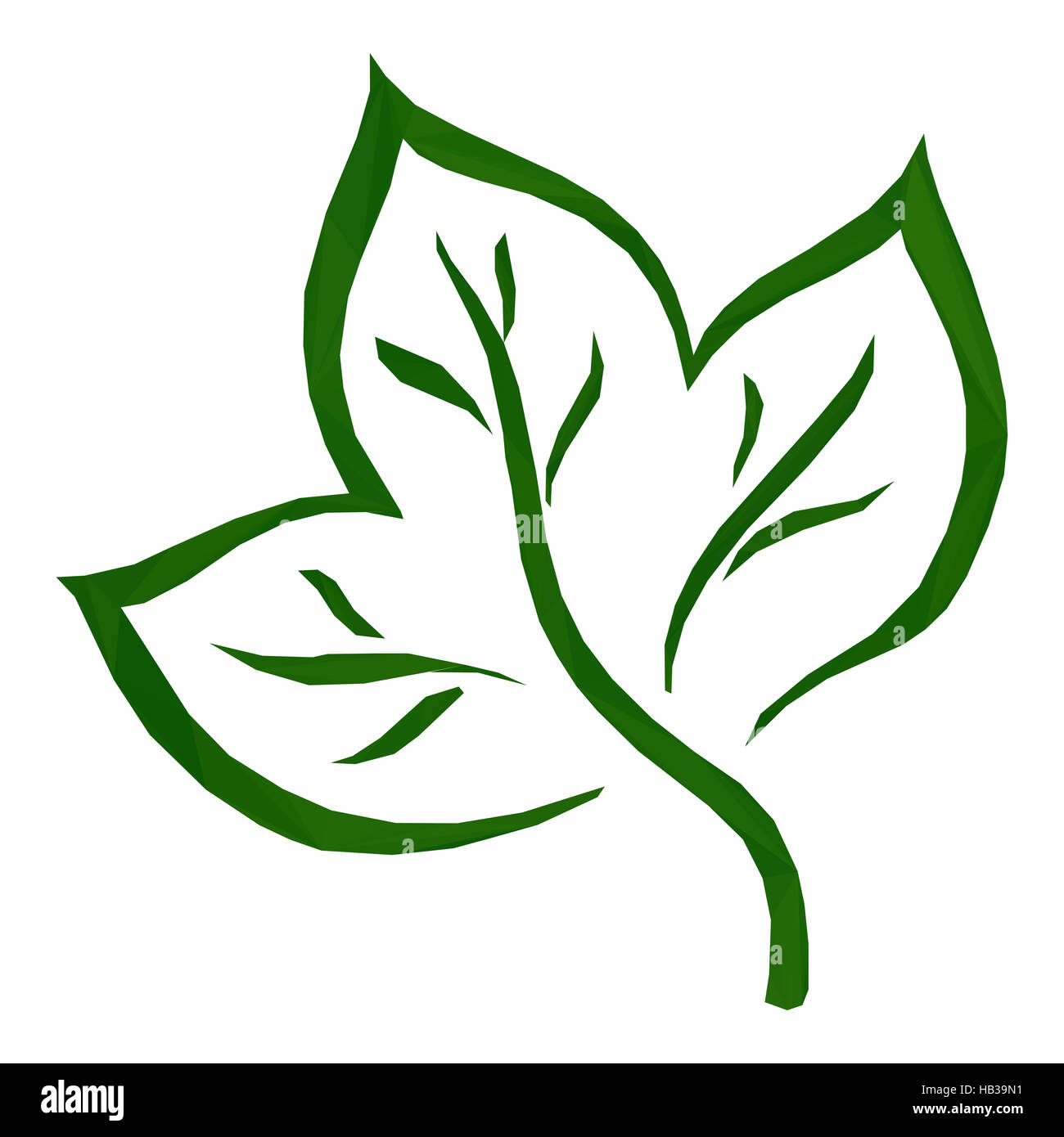 Pictogramme vert feuille Low-Poly Banque D'Images