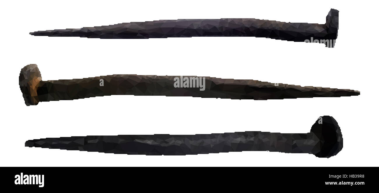 Vieux clous low poly Banque D'Images