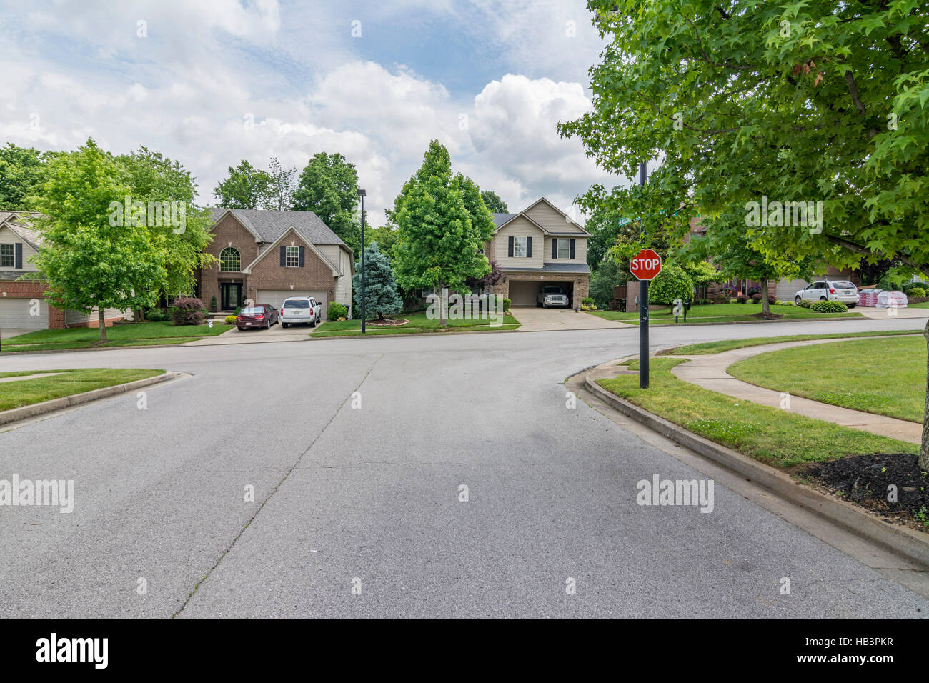 Les rues des quartiers de banlieue de l'Amérique du Midwest Banque D'Images