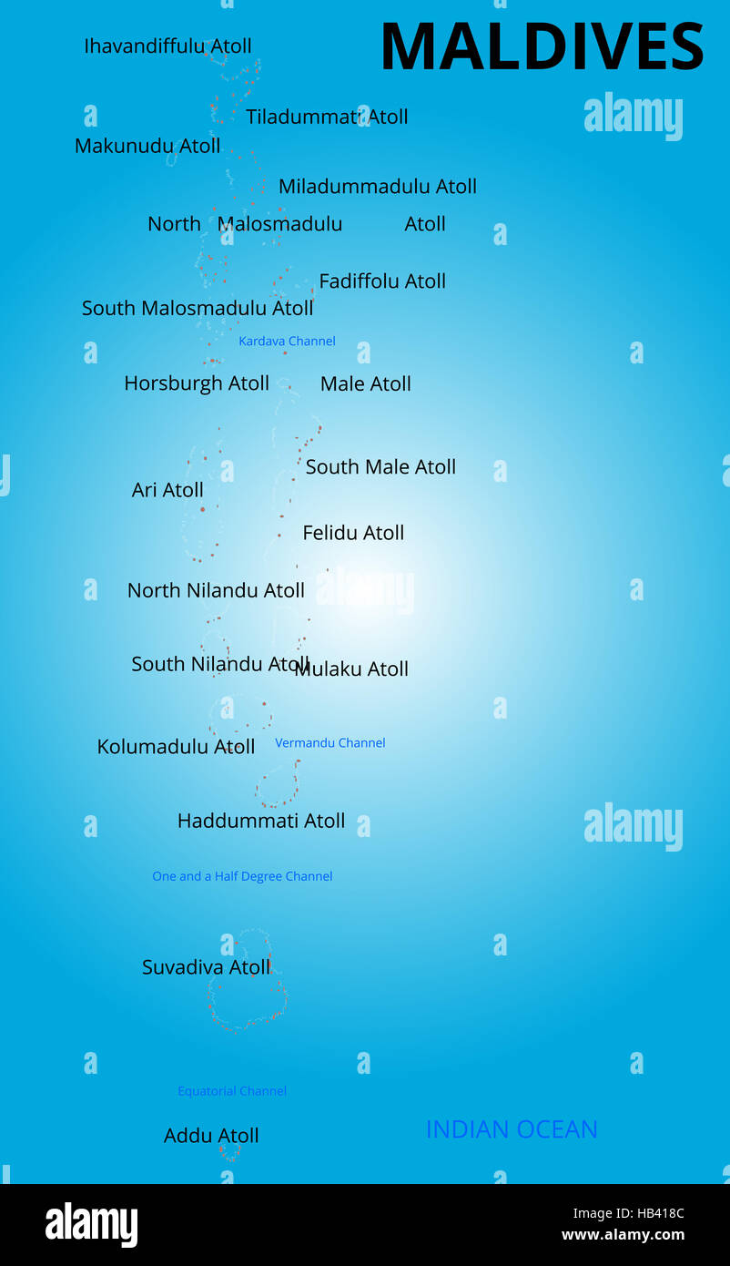 Carte en couleurs des Maldives Pays Banque D'Images