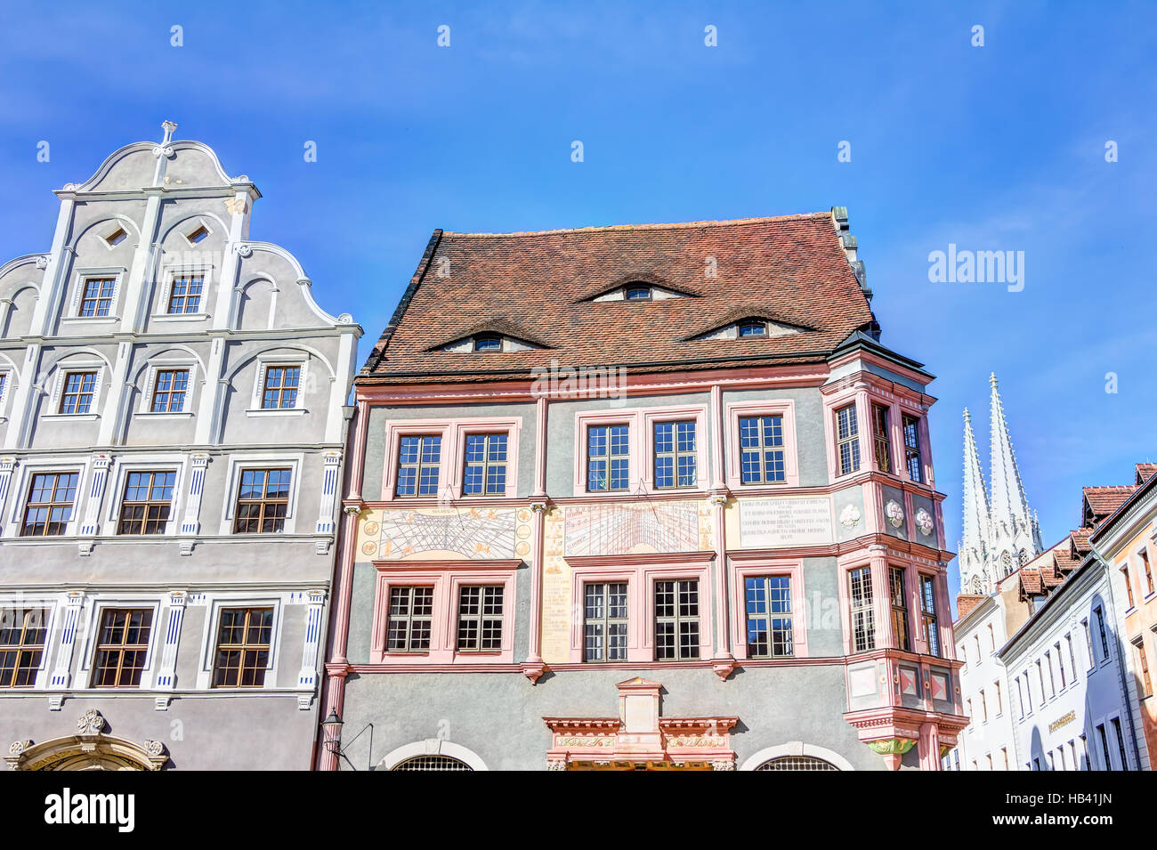 Vieille pharmacie et sundial dans Gorlitz Banque D'Images