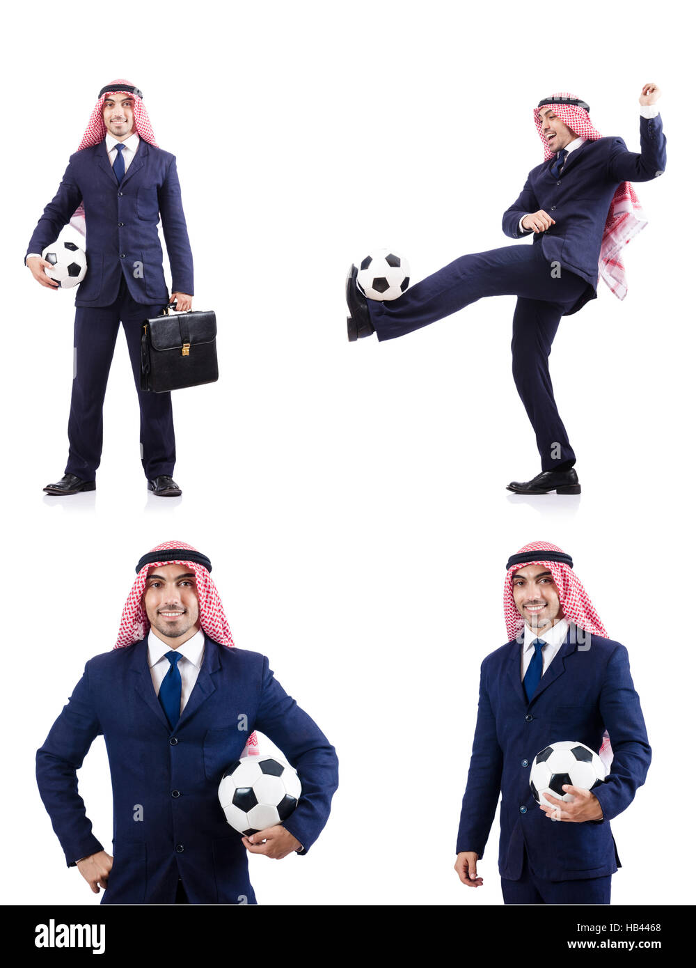 Homme d'affaires arabe avec football Banque D'Images