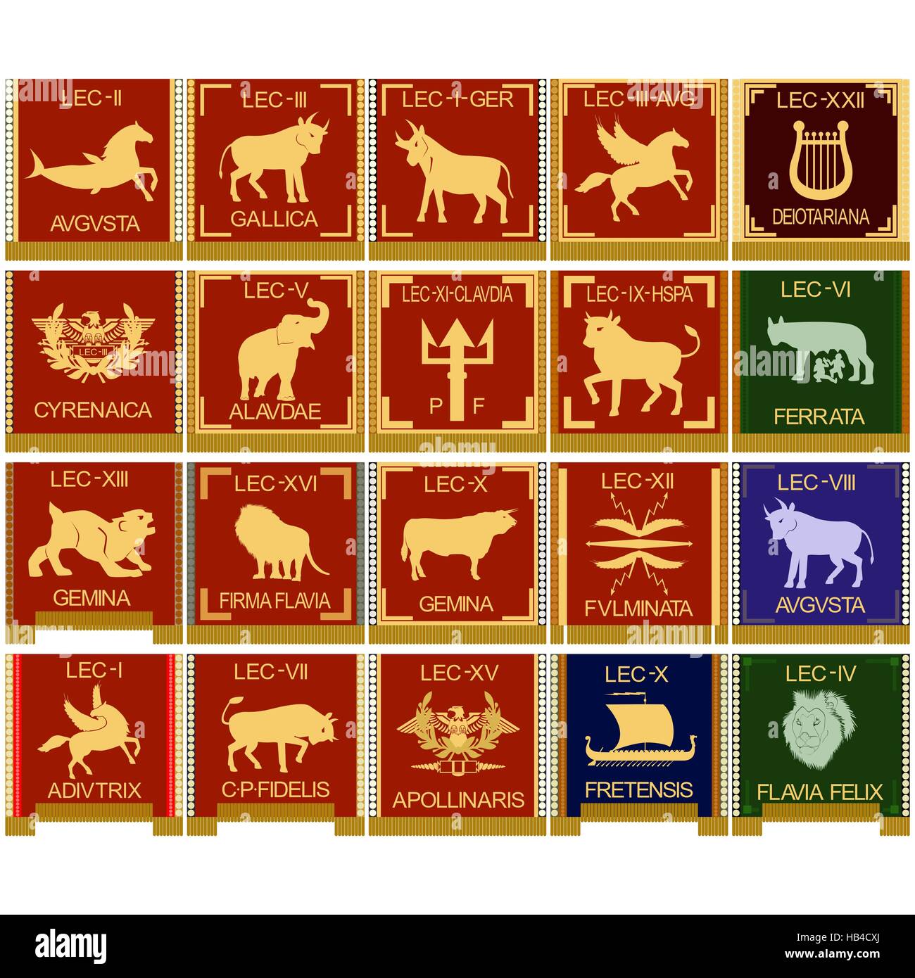 Le jeu de caractères de les légions de la Rome antique. L'illustration sur un fond blanc. Banque D'Images