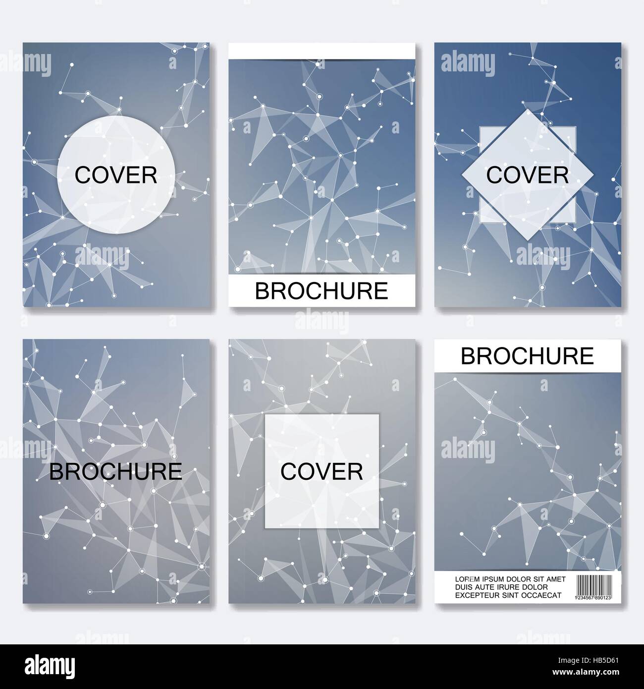Ensemble de modèles d'affaires pour brochure, flyer, couverture magazine en format A4. Molécule de structure de l'ADN et les neurones. Fond abstrait géométrique. La médecine, Illustration de Vecteur