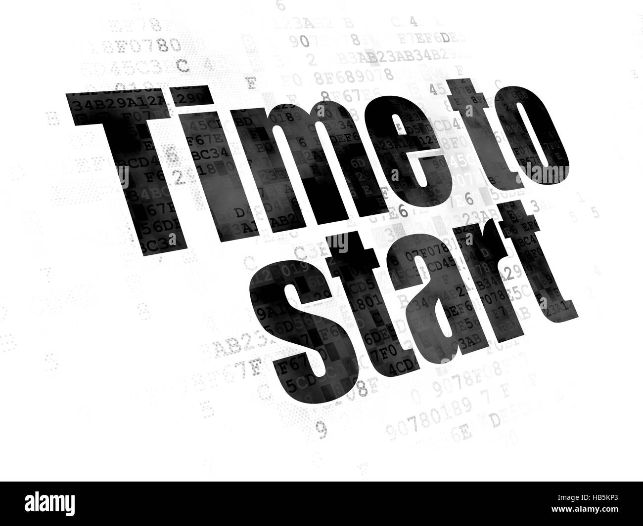 Concept de temps : temps de commencer sur l'arrière-plan numérique Banque D'Images