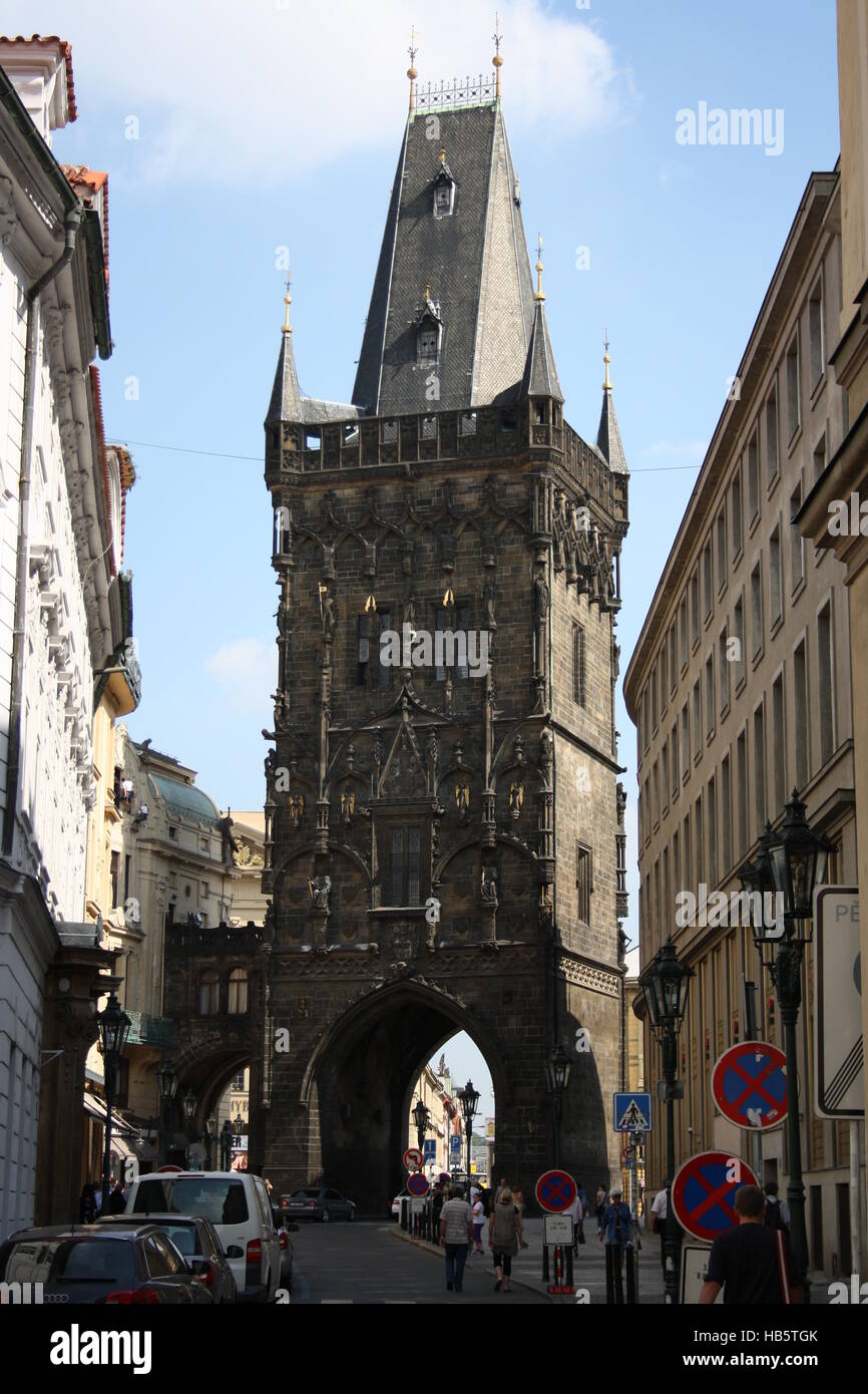 Prague, la Tour Poudrière Banque D'Images