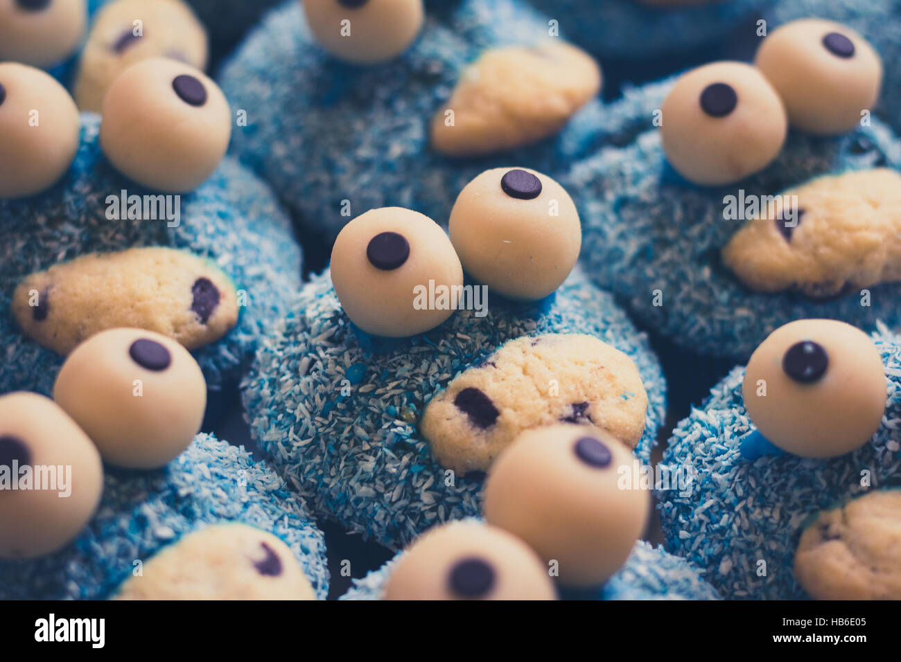 Blue cookie monster cupcakes Banque D'Images