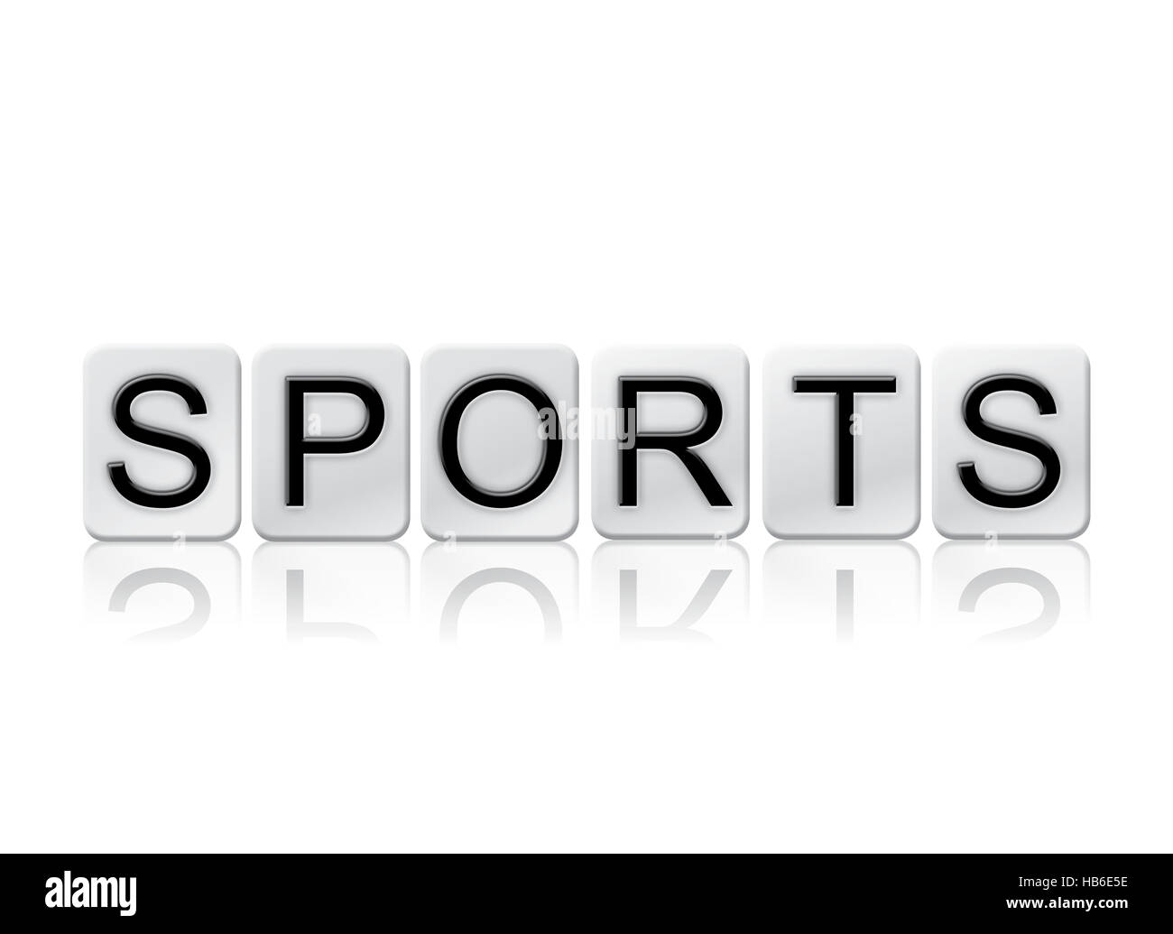 Le mot 'Sports' écrit en lettres de tuile isolé sur un fond blanc Photo Stock Alamy