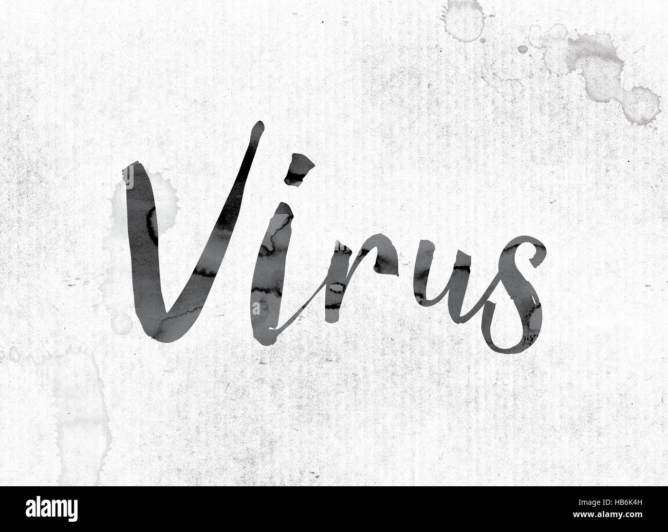 Le mot "virus" concept et thème sur aquarelle ou d'encre sur un papier blanc. Banque D'Images
