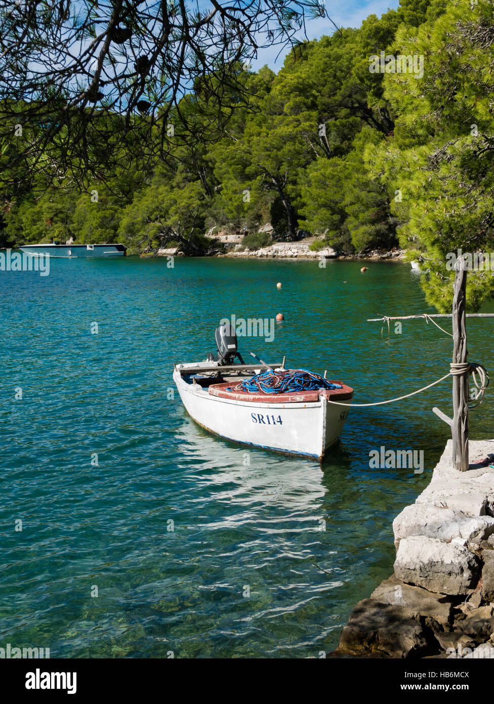 Veliko jezero (Grand Lac), le Parc National de Mljet Mljet, République de Croatie. Banque D'Images