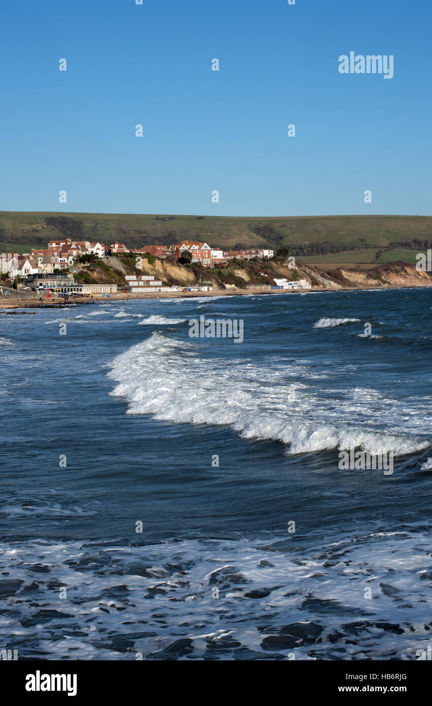 Front de Swanage - fin novembre. Banque D'Images