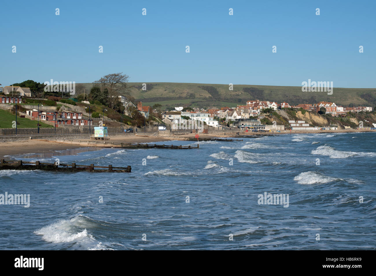 Front de Swanage - fin novembre. Banque D'Images