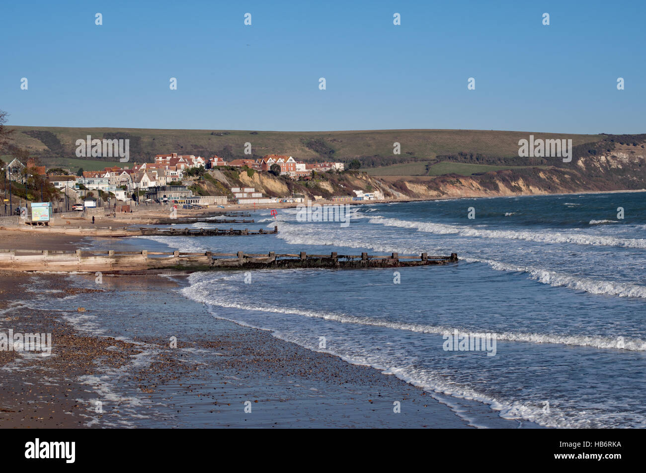 Front de Swanage - fin novembre. Banque D'Images