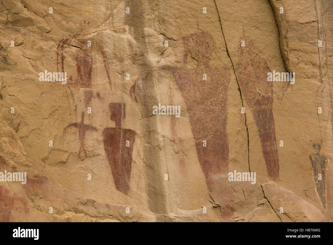 Formes anthropomorphes, pictogrammes, Canyon Barrière de Corail Style, 6000 avant J.-C. à 100 avant J.-C., Sego Canyon, Utah, USA Banque D'Images