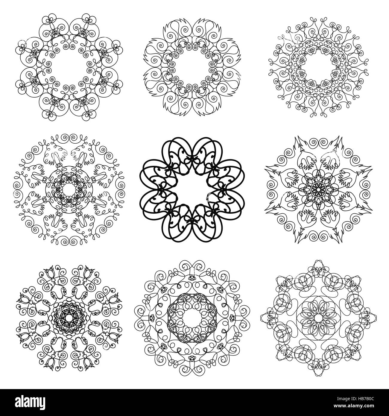 Mandala isolés. Amulette ethniques Banque D'Images