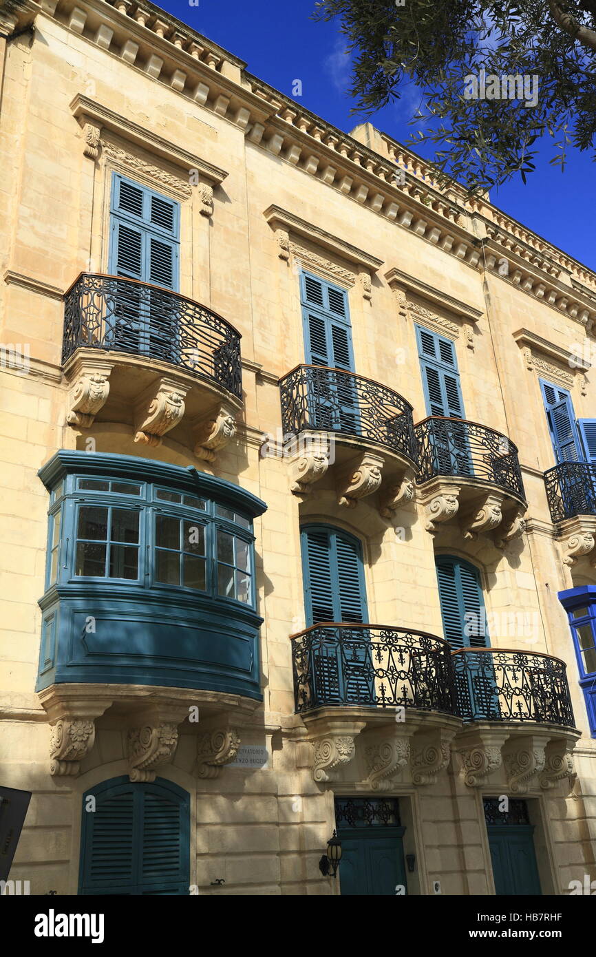 Vieux balcon à La Valette, Malte Banque D'Images