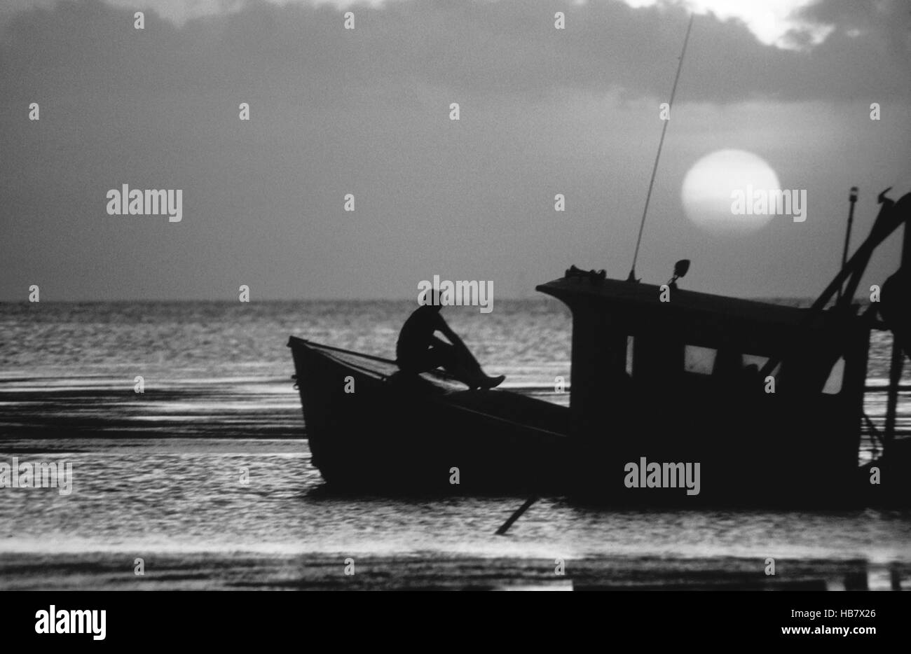 Les crevettes et les bateaux de pêche d'Huîtres et fruits de mer sauvages capturés Banque D'Images