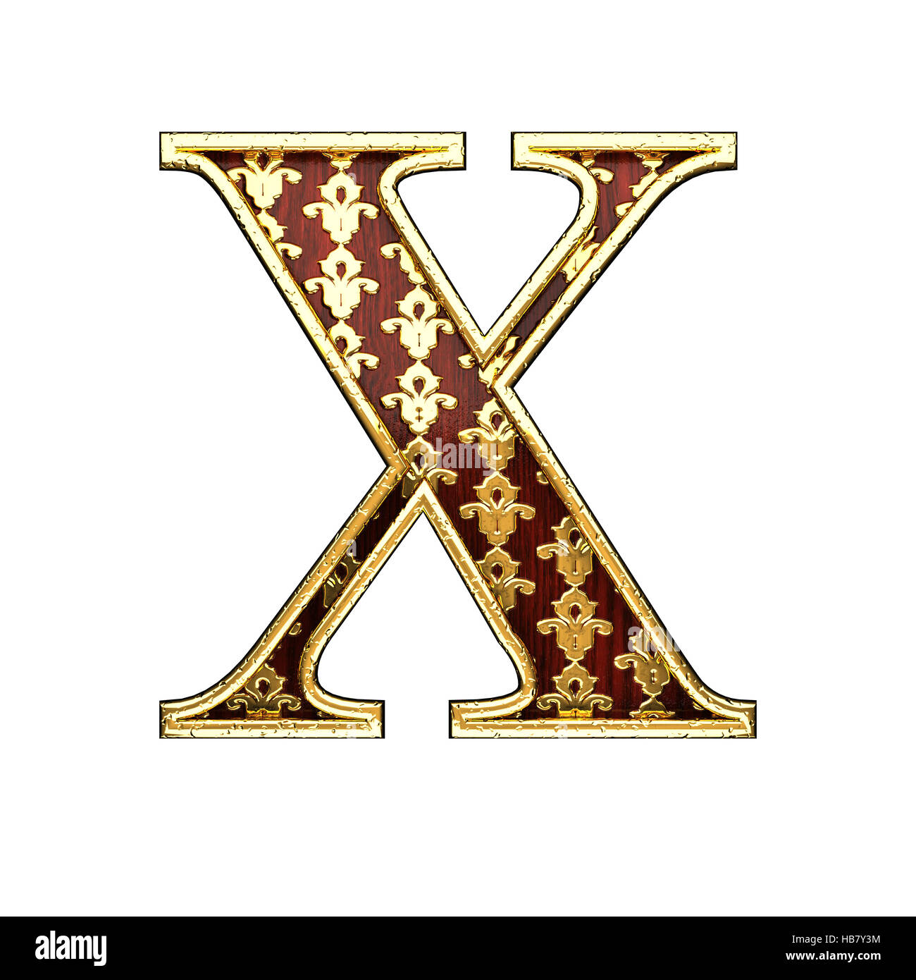 X golden lettre 3d illustration Banque D'Images