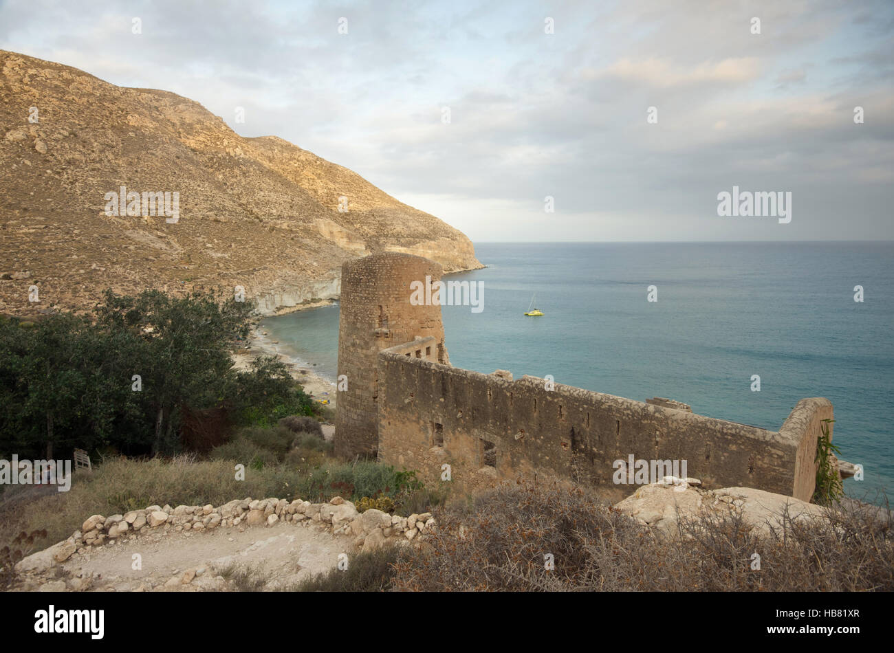 Castillo de San Pedro / Saint Peter's Castle, Cala San Pedro, Almeria, Espagne Banque D'Images