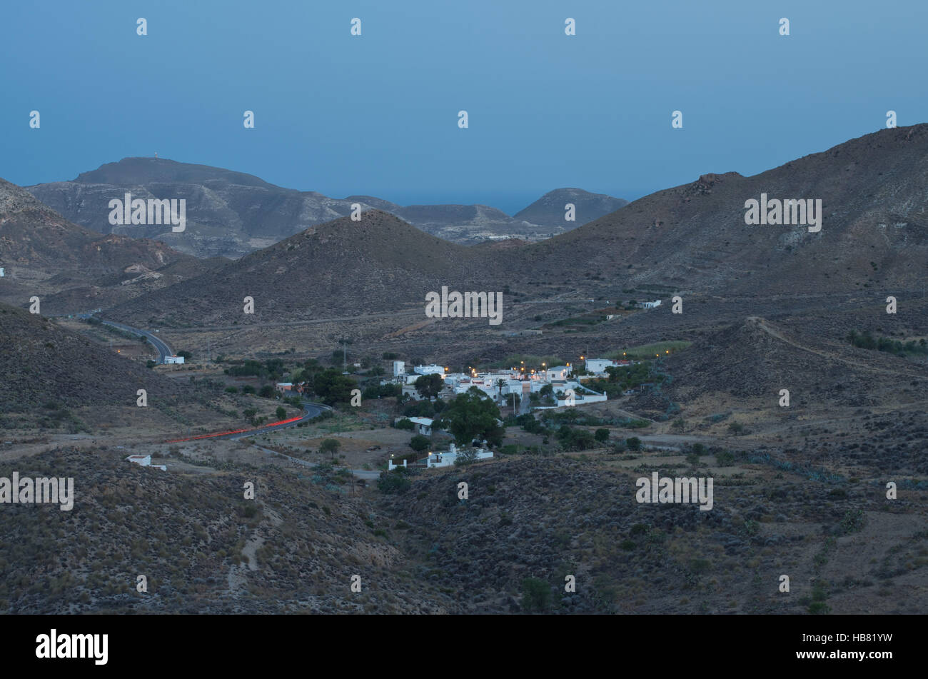 La tombée de plus de Hortichuelas, près de las Negras, Almeria Espagne Banque D'Images