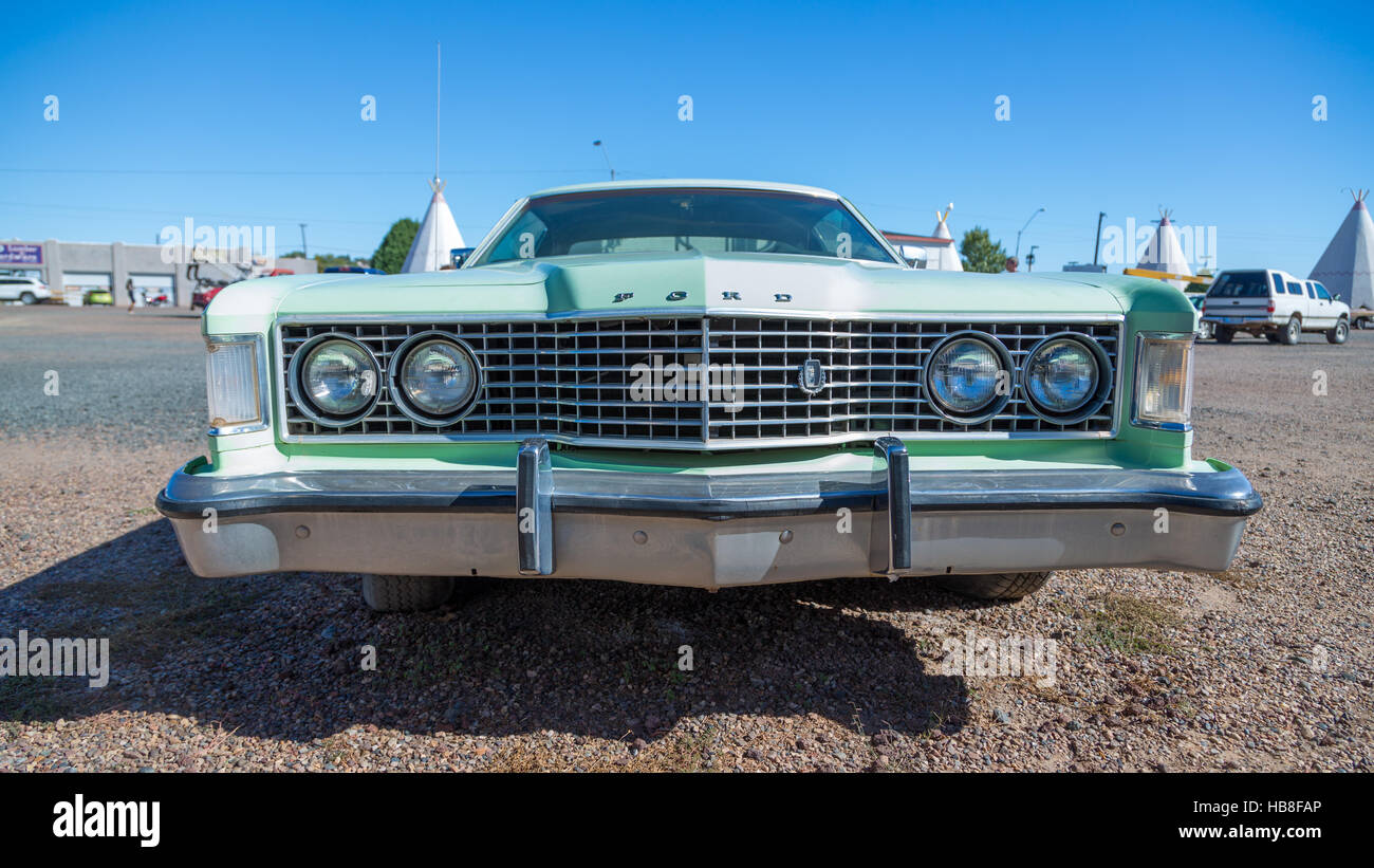 Oldtimer Ford Galaxie 500, calandre avant, Holbrook, Arizona, USA Banque D'Images