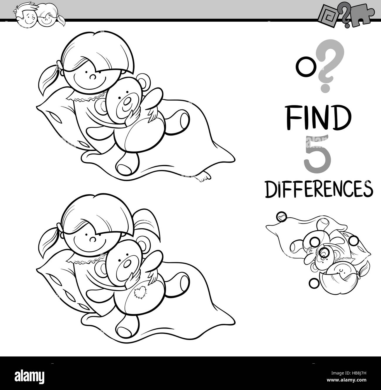La tâche des différences coloriages Banque D'Images