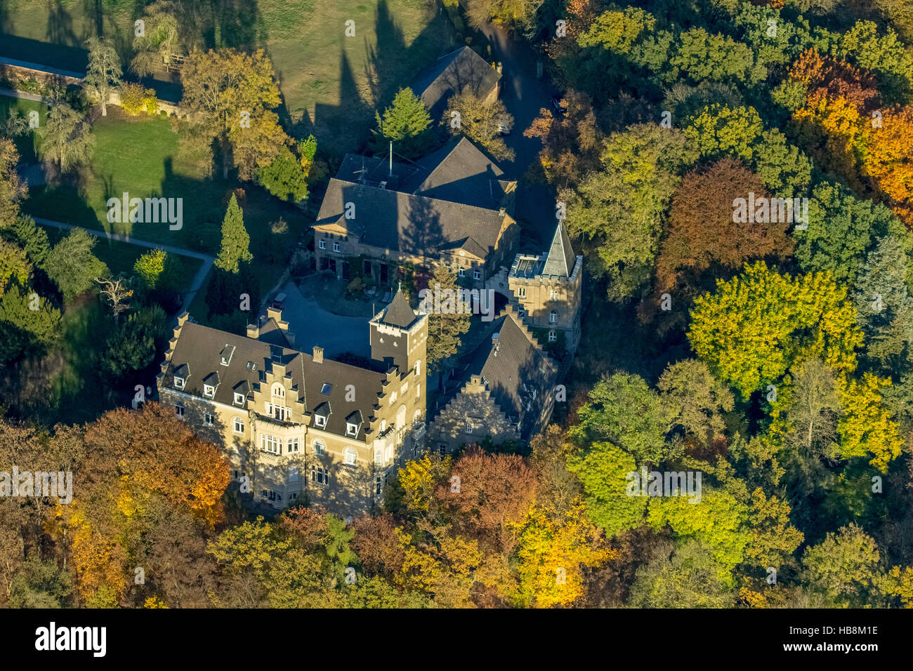 Vue aérienne, house, résidence historique de Mallinckrodt, vallée de la Ruhr, Herdecke, Ruhr, Nordrhein-Westfalen, Allemagne de l'antenne Europe Banque D'Images