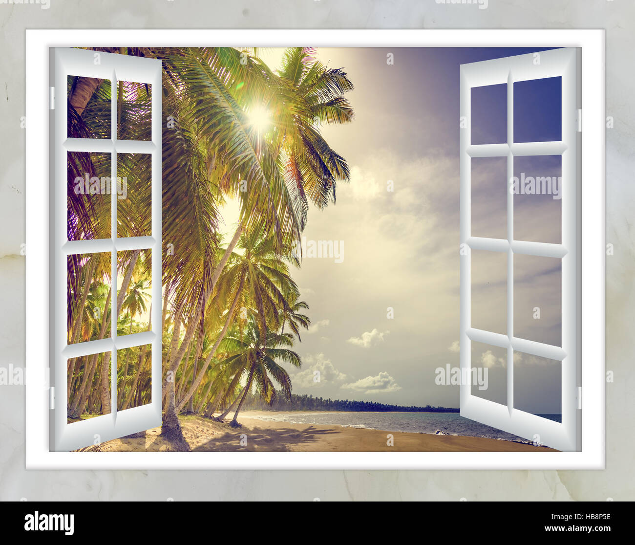 Fenêtre ouverte palm beach Banque D'Images