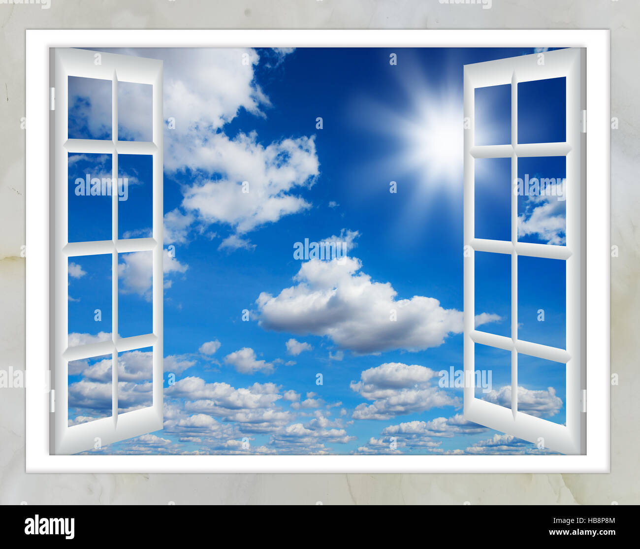 Fenêtre ouverte sun cloud Banque D'Images