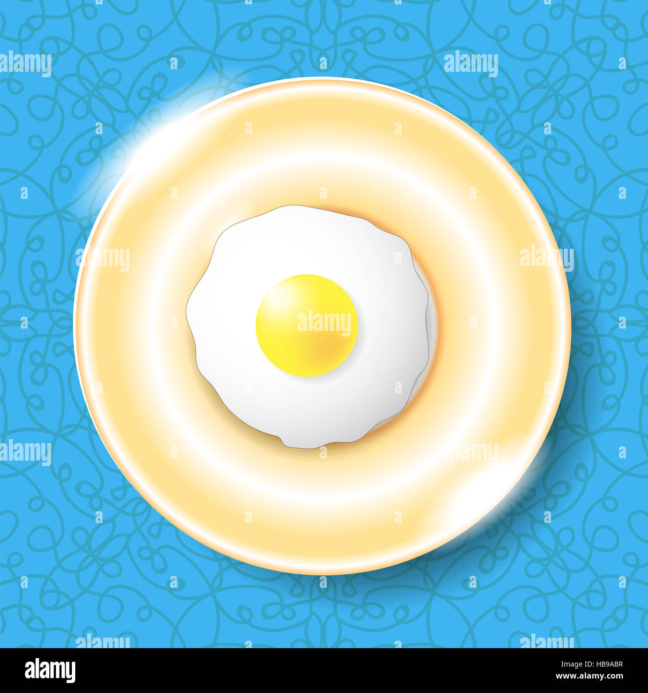 L'icône d'oeufs frits isolé sur Blue Banque D'Images