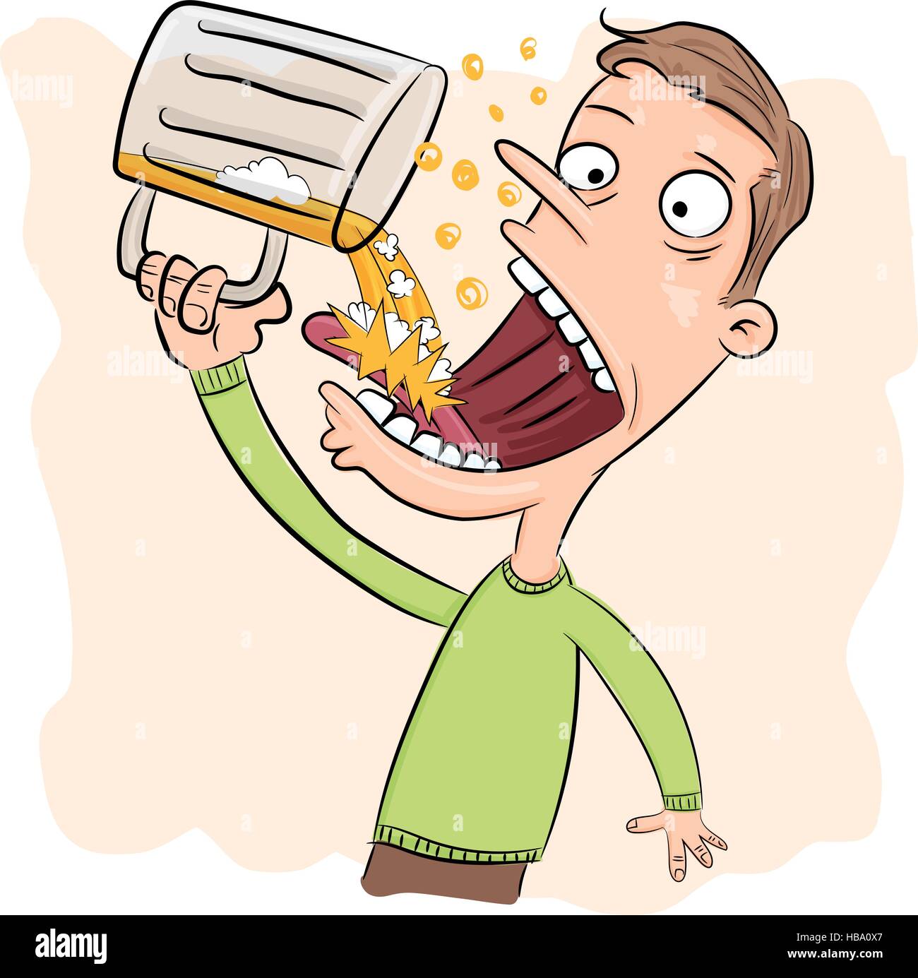Cartoon man drinking pichet de bière Illustration de Vecteur