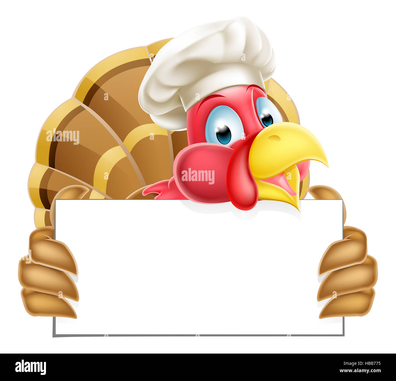 Une caricature Thanksgiving ou de Noël turquie avec un panneau Banque D'Images