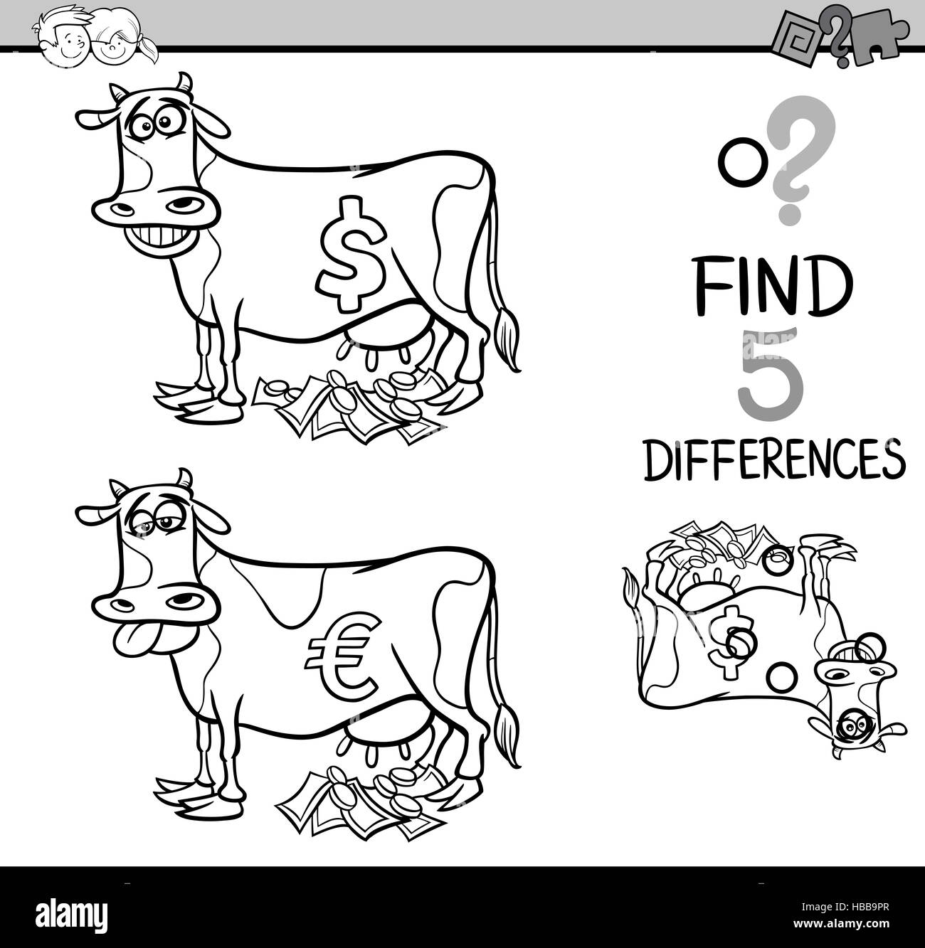 L'activité des différences coloriages Banque D'Images