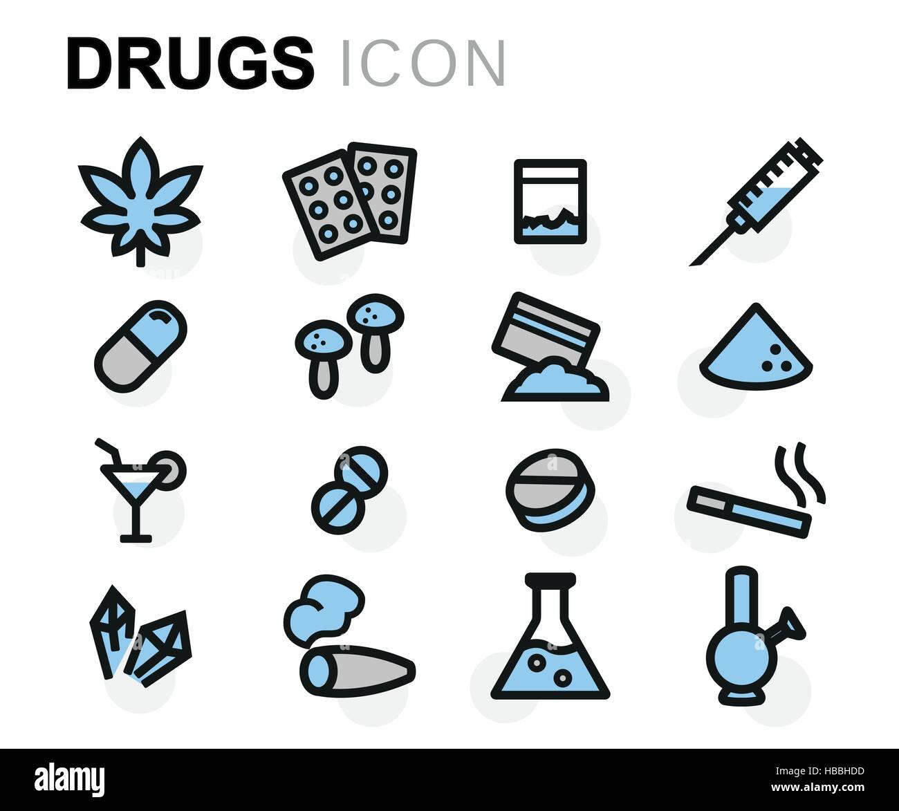 Télévision Vector icons set médicaments sur fond blanc Illustration de Vecteur