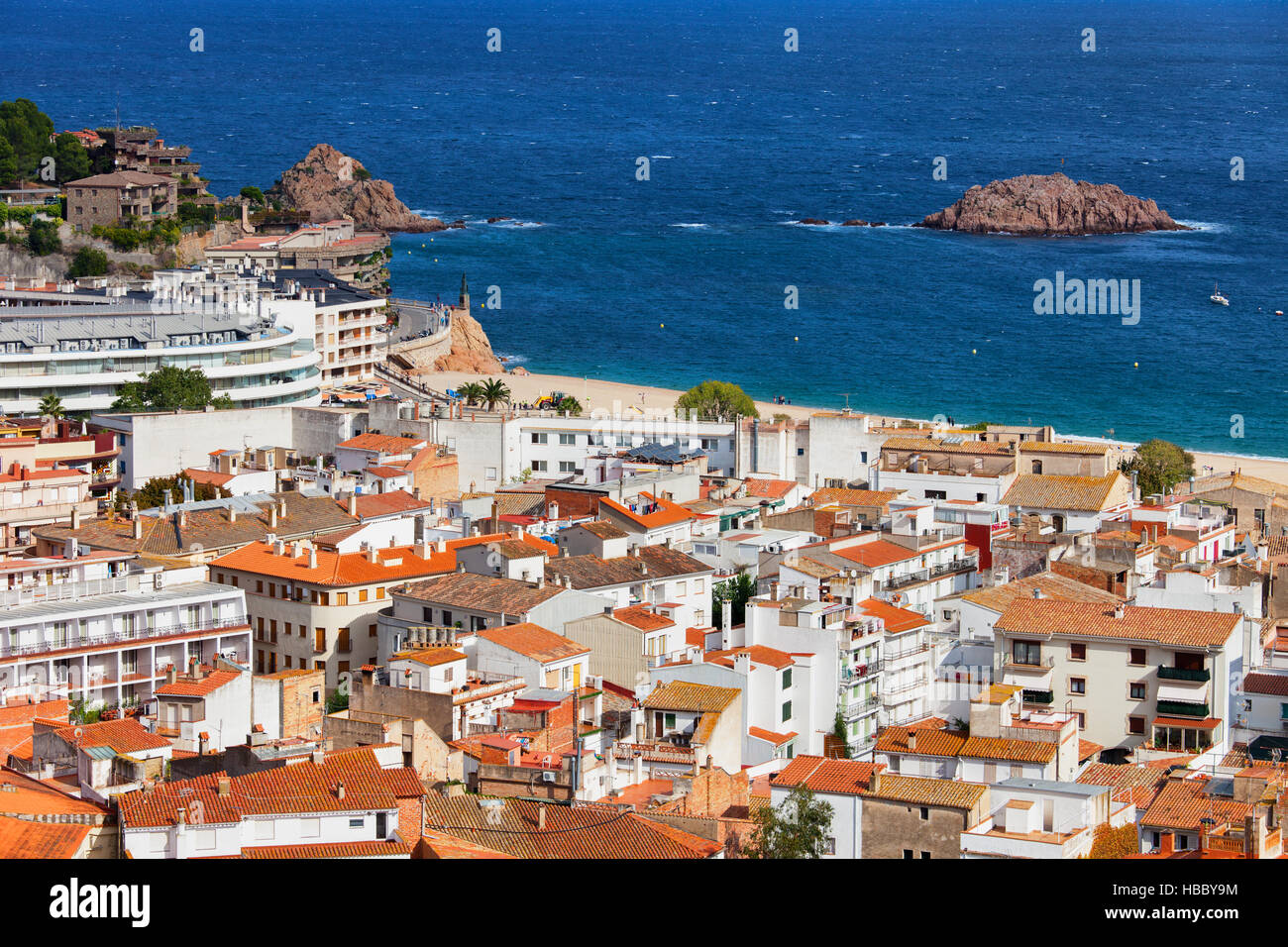Station balnéaire de Tossa de Mar à Mer Méditerranée, Costa Brava, Espagne Banque D'Images