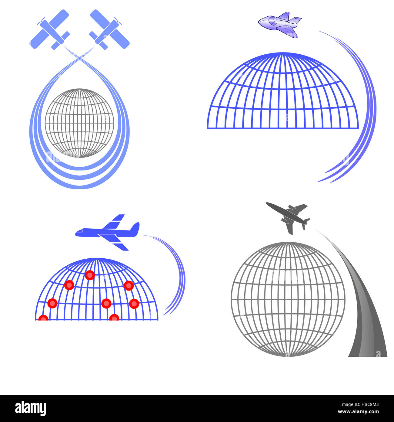 Ensemble d'icônes de l'avion. Vacances d'été. Banque D'Images