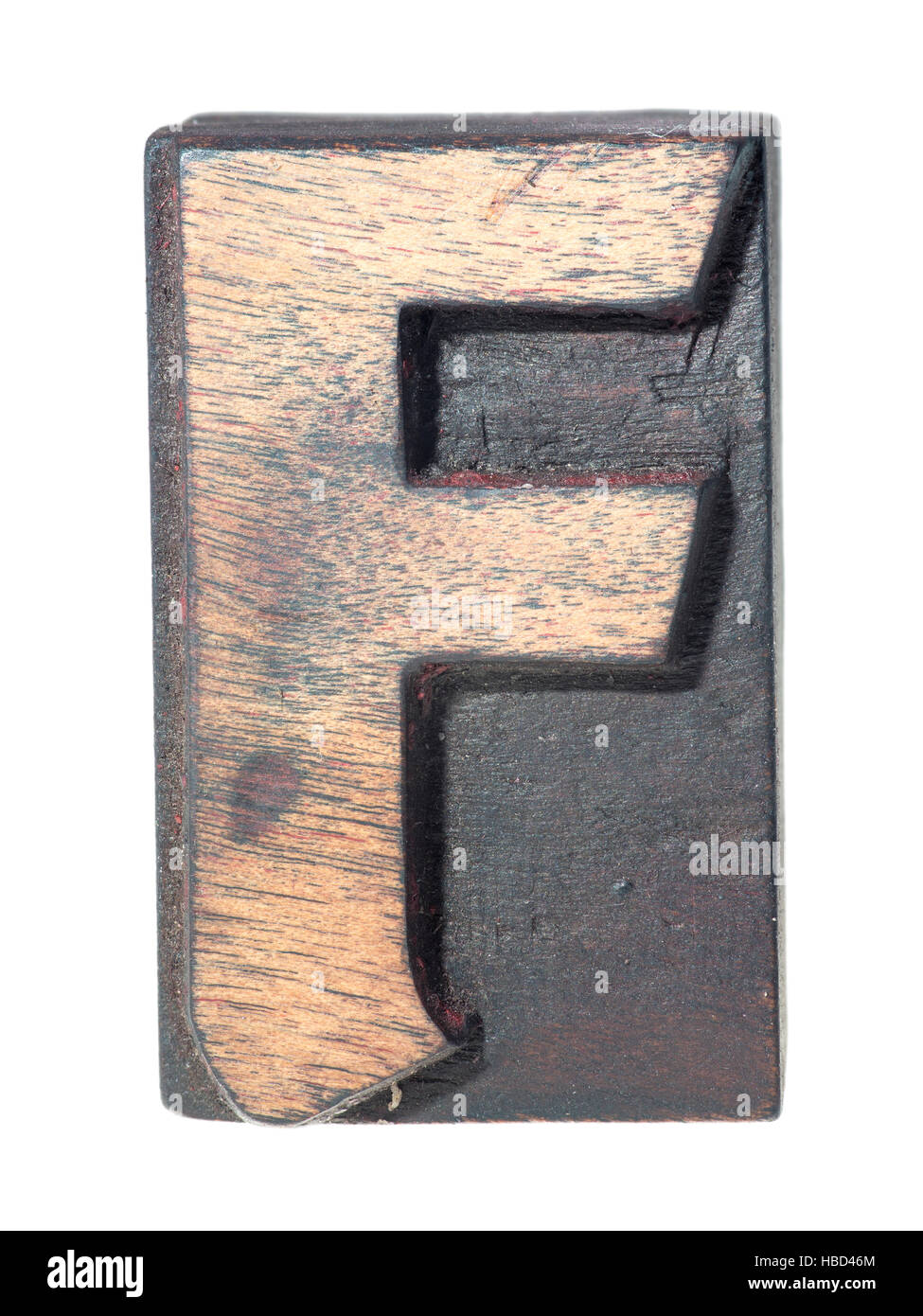 Lettre F en bois vintage détaillées isolés de caractères Banque D'Images