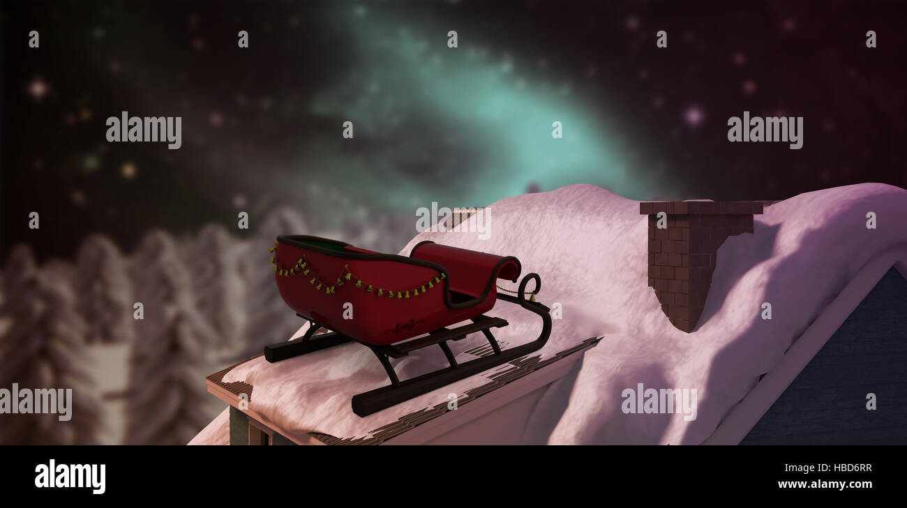 Image composite de traîneau de Noël avec des cloches Banque D'Images