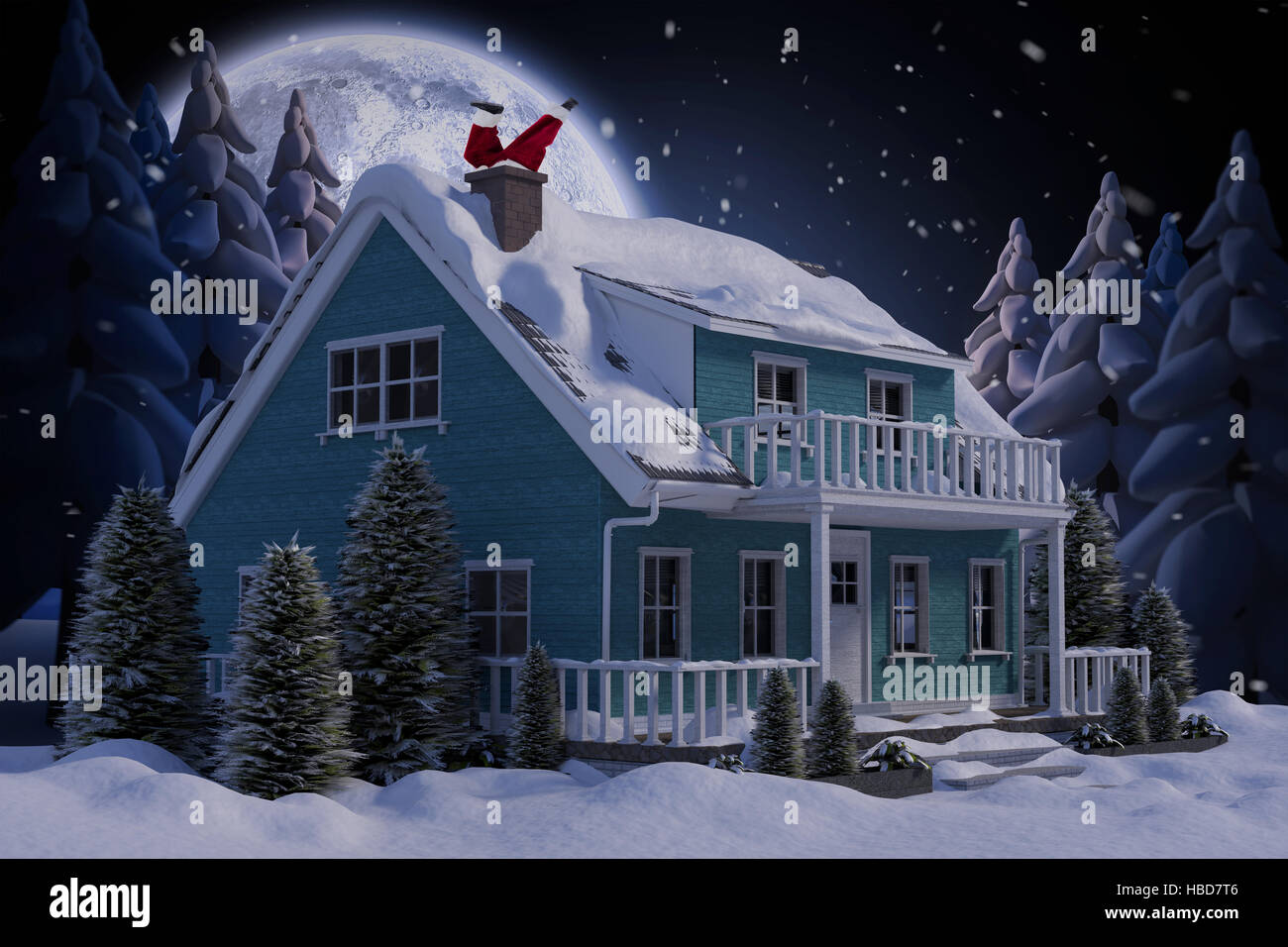 Image composite du père Noël a l'amusement avec une guitare Banque D'Images