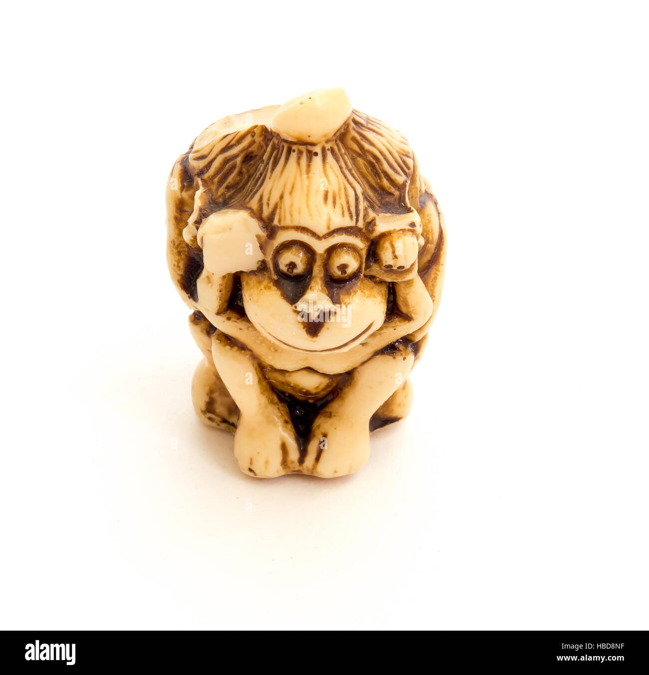 Netsuke japonais trois singes sages, parfois appelés les trois singes mystique, sont une illustration de maxim. Banque D'Images
