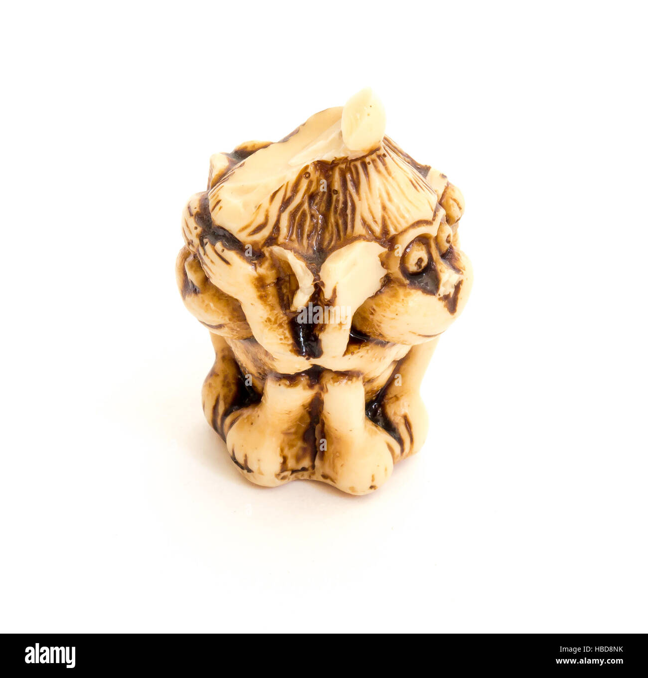 Netsuke japonais trois singes sages, parfois appelés les trois singes mystique, sont une illustration de maxim. Banque D'Images