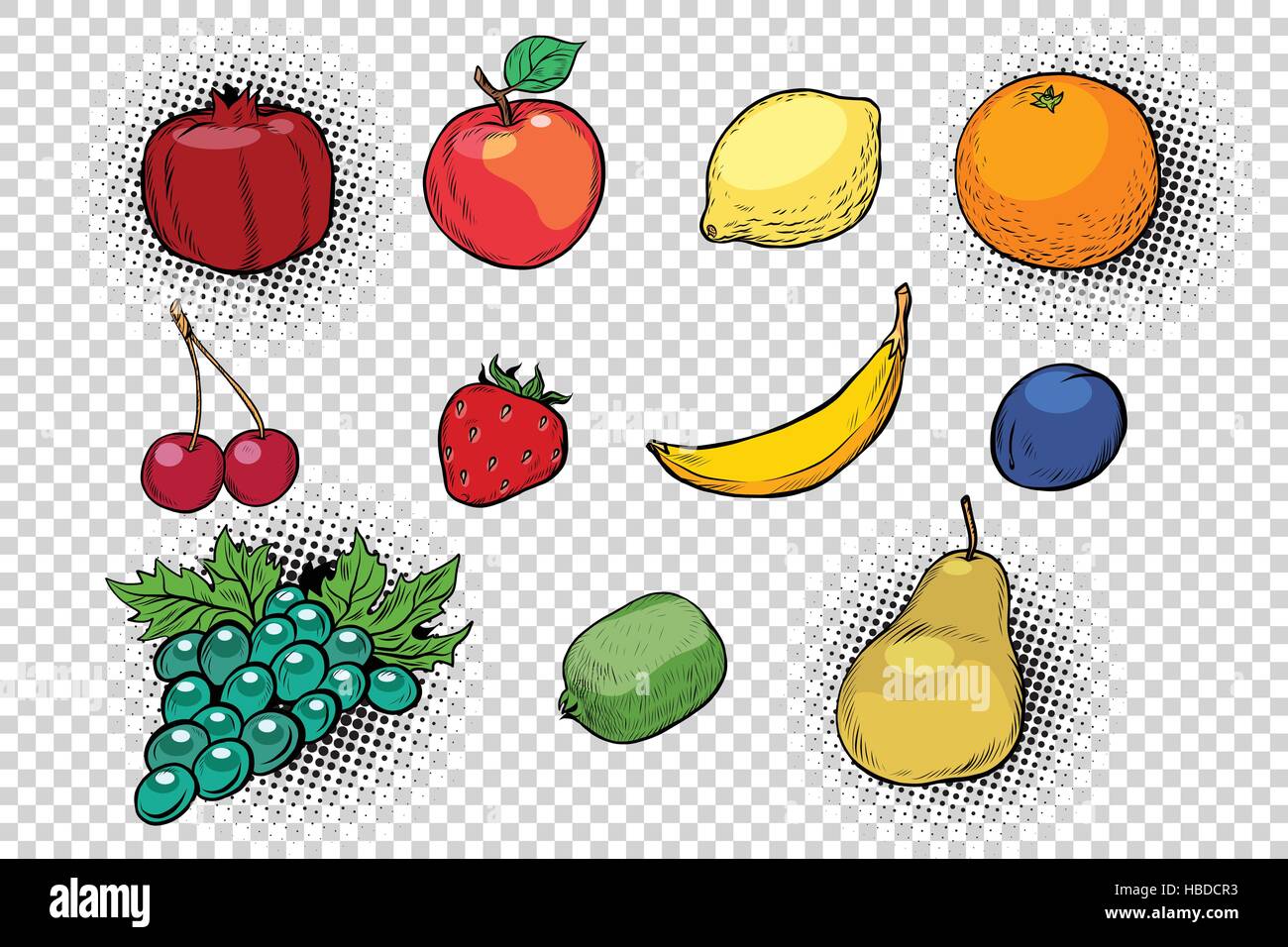 Ensemble de fruits et de baies Illustration de Vecteur