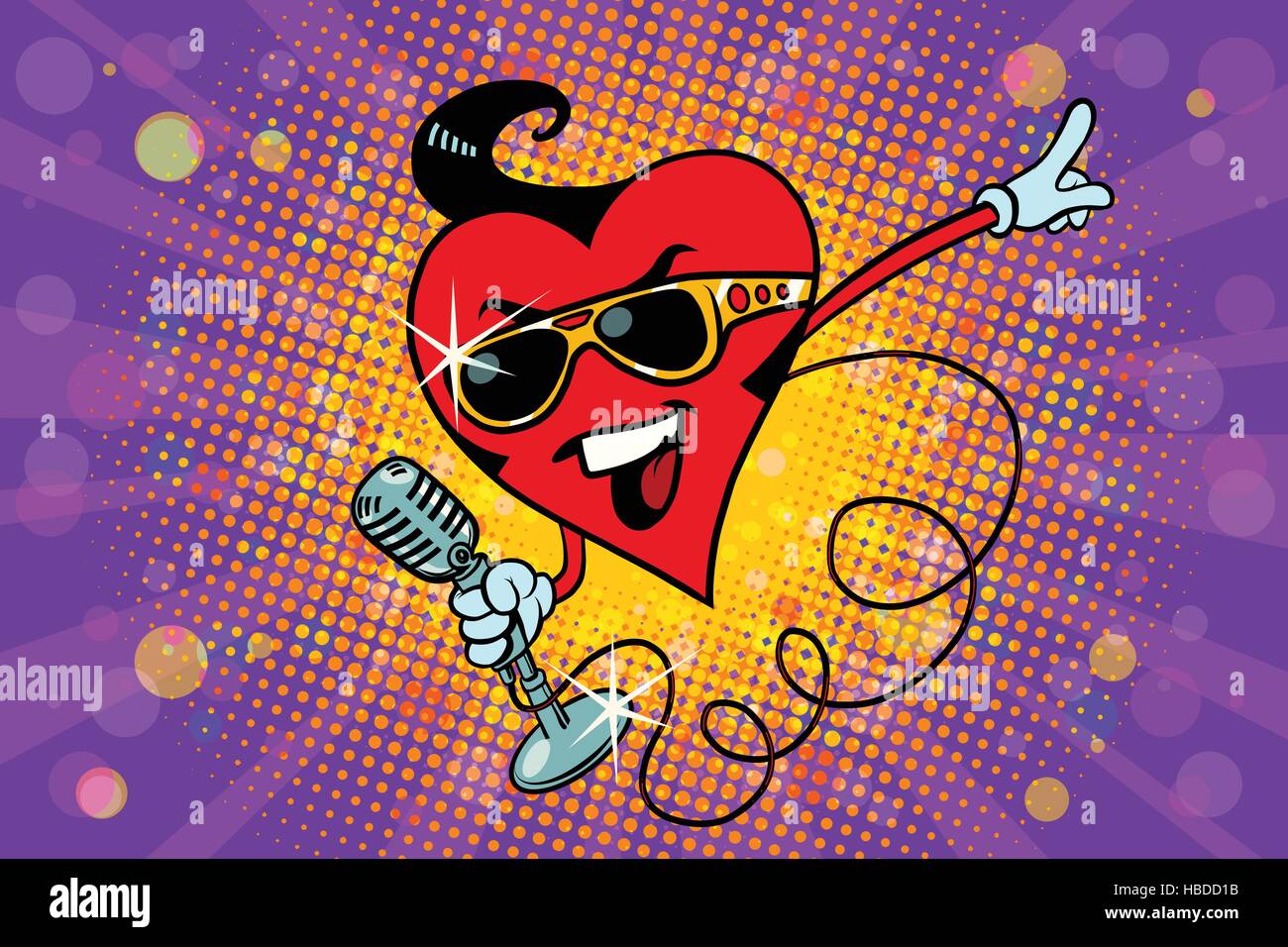 Valentine singer dans le style Elvis Illustration de Vecteur