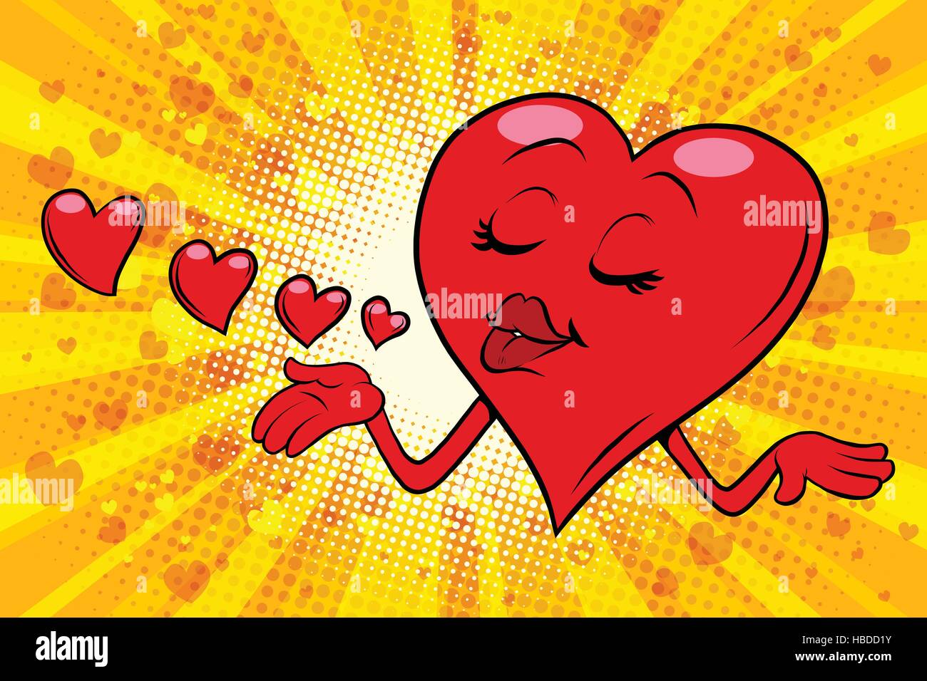 Valentine envoie un baiser Illustration de Vecteur