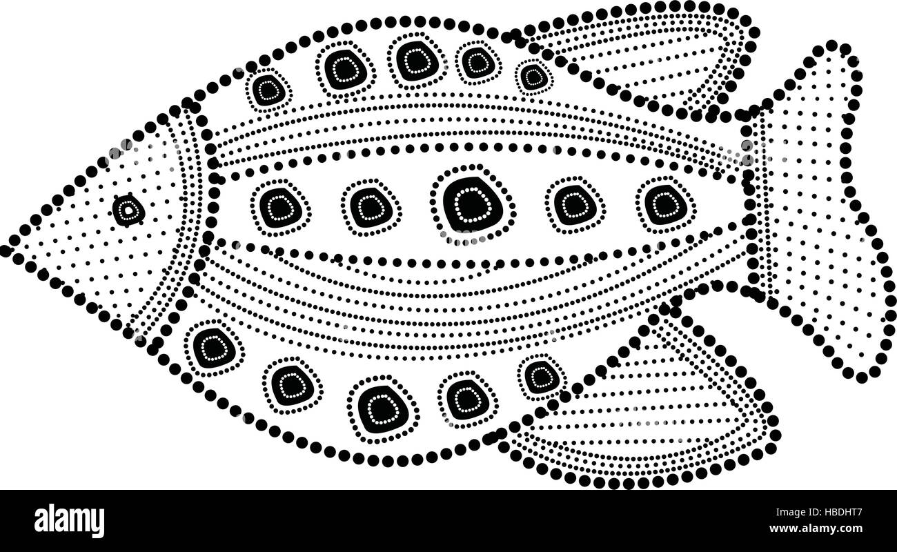 Noir et blanc illustration poissons autochtones Illustration de Vecteur