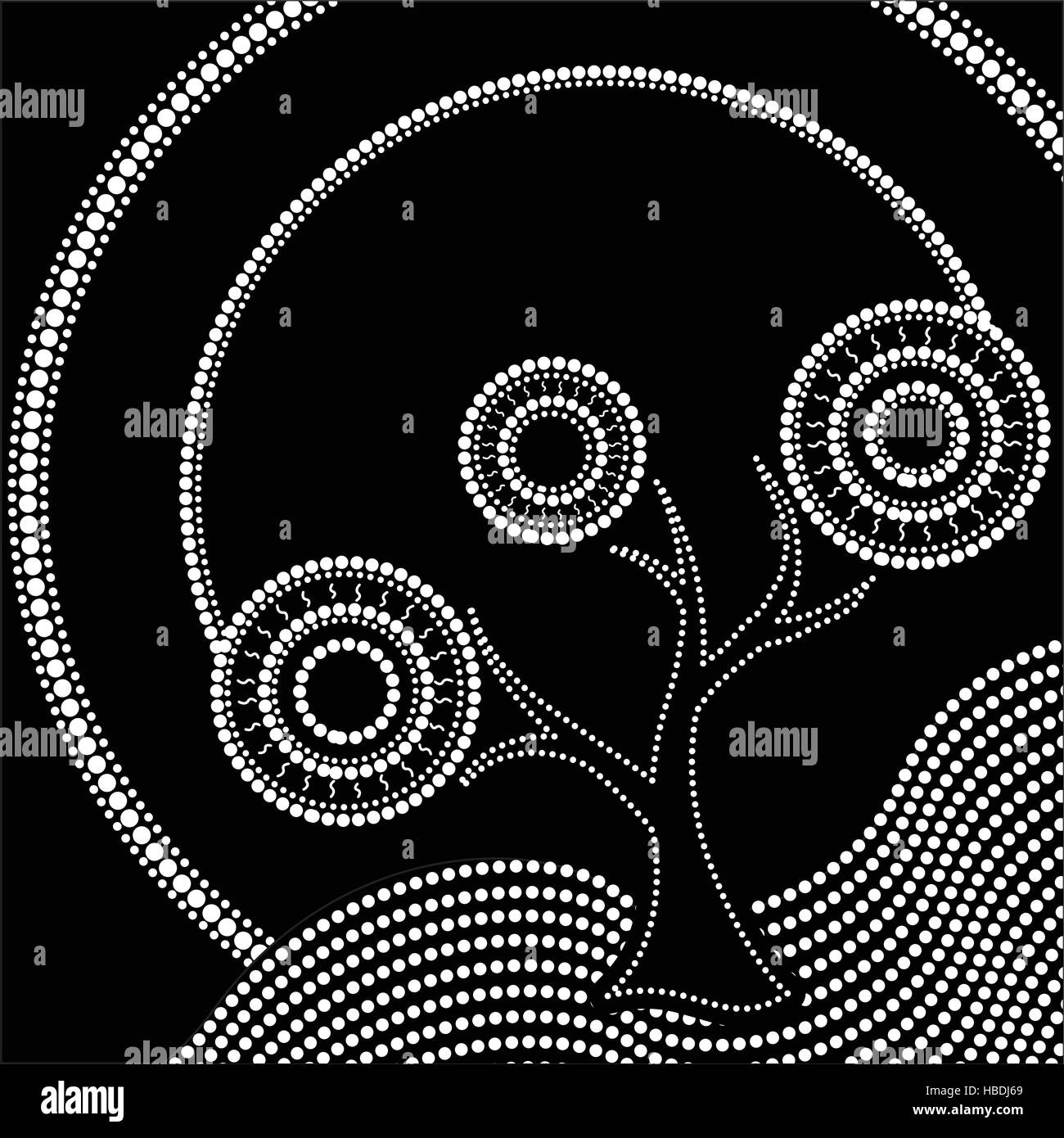 Illustration de l'arbre des autochtones. Peinture noir et blanc Illustration de Vecteur