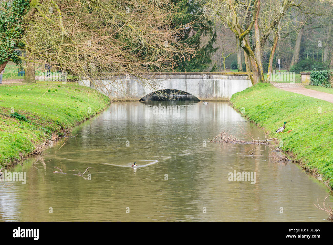 Petit pont en béton, plus d'un saut à l'eau Banque D'Images