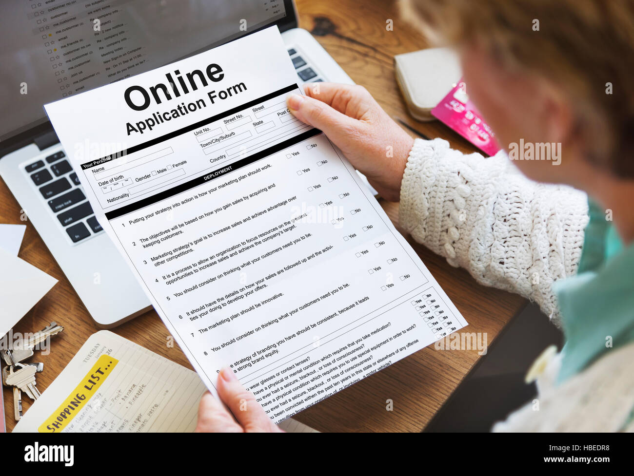 Formulaire de demande en ligne Info Détail Concept Banque D'Images