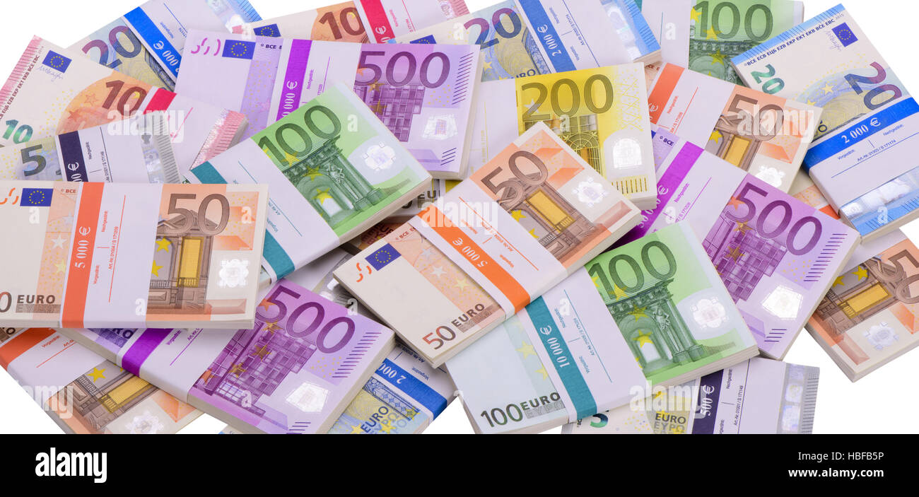 Billets en euros dans le groupe Banque D'Images